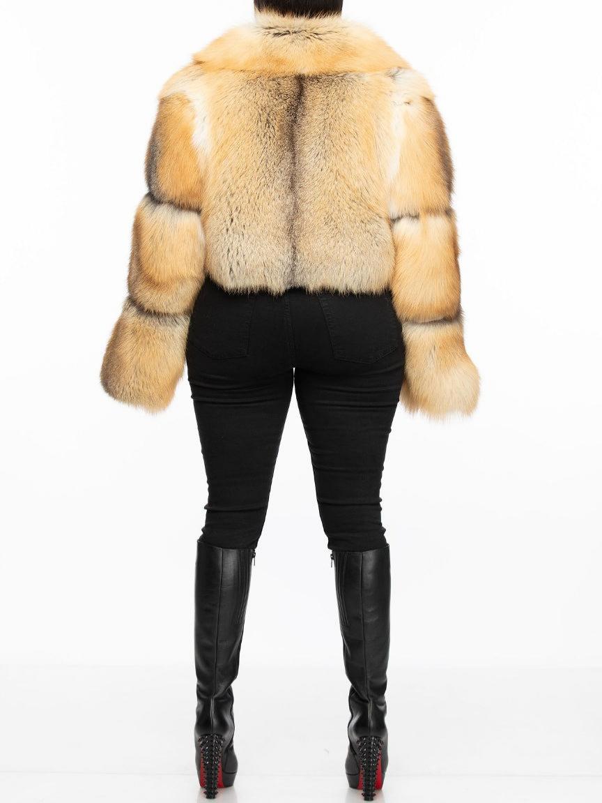 Golden Cropped Fur Jacket