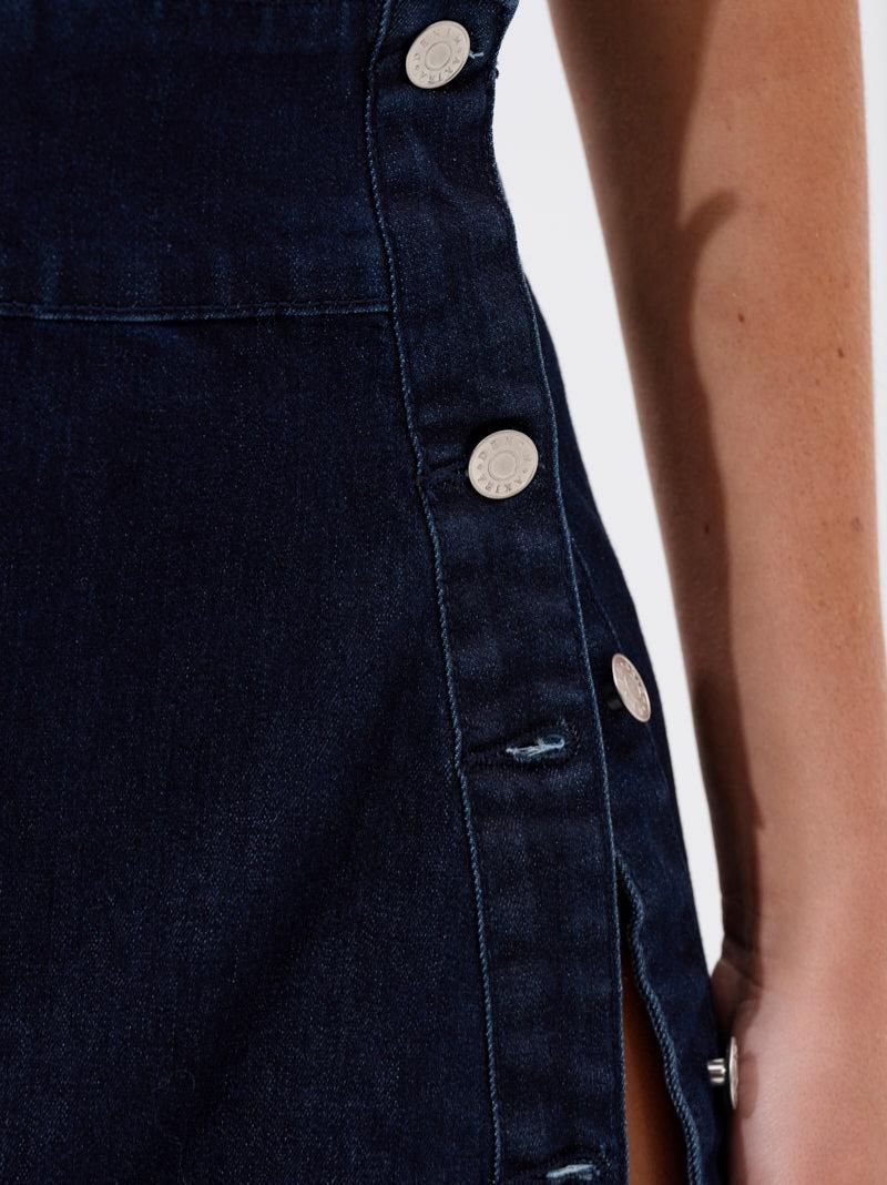 Button Side Denim Maxi Dress