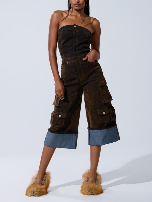 Stylish Cropped Cargo Jumpsuit