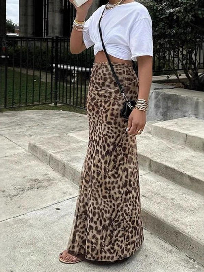 Fashionable Leopard - Print Maxi Skirt