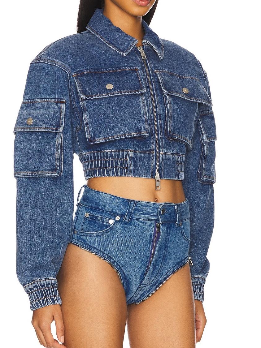 Blue Denim Cropped Jacket