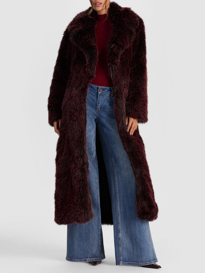 Burgundy Faux Fur Maxi Coat