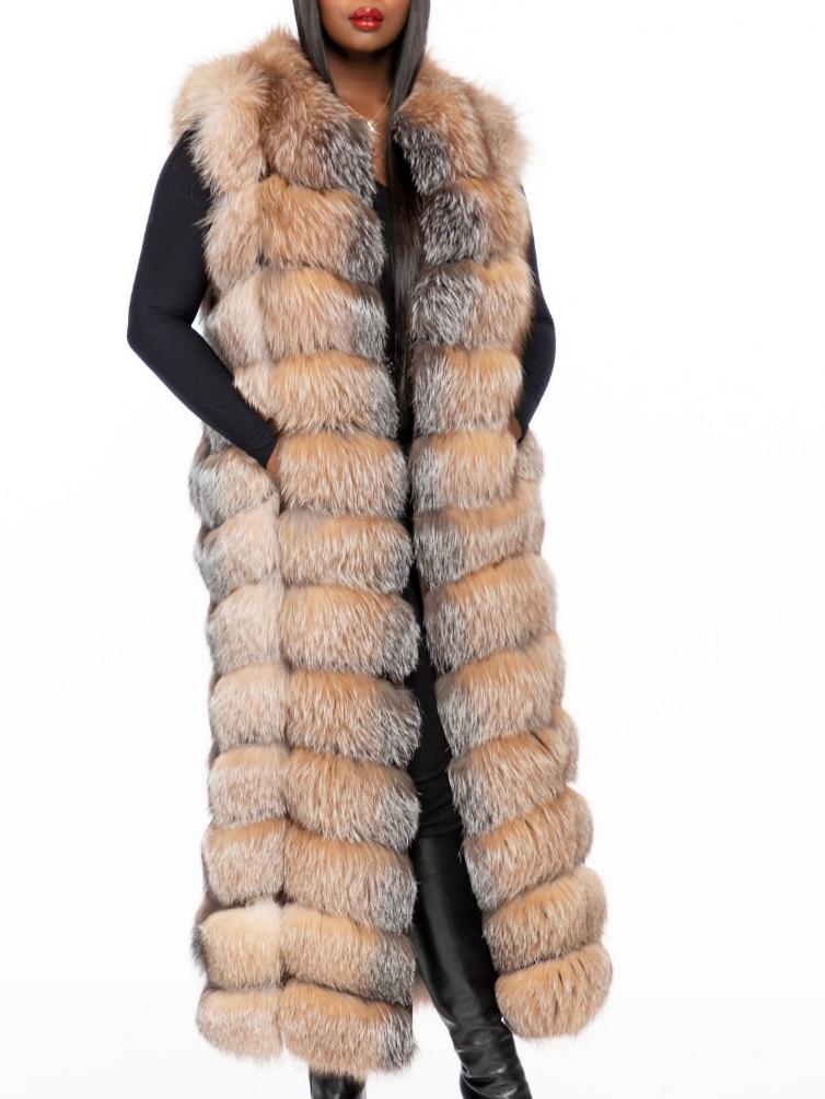 Trendy Full Length Fox Fur Vest