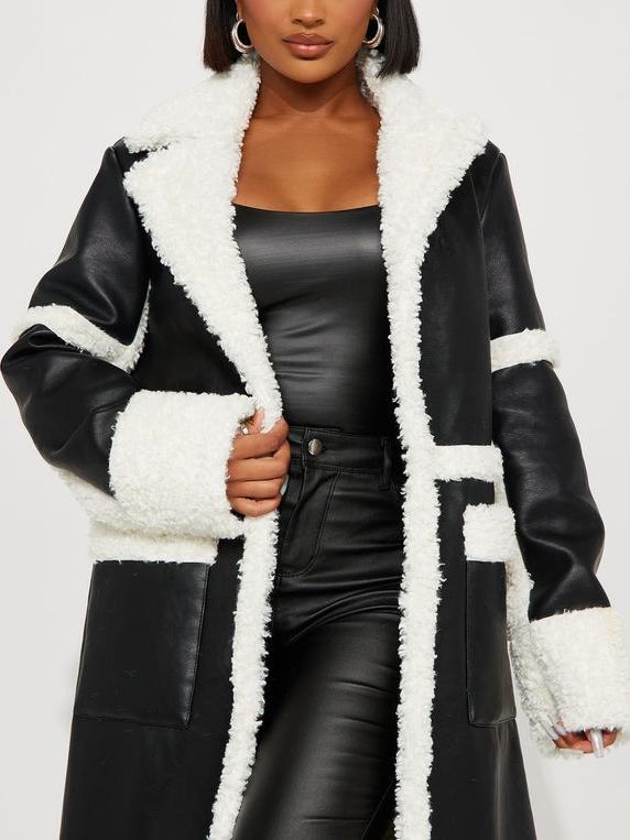 Faux Leather Trench Coat