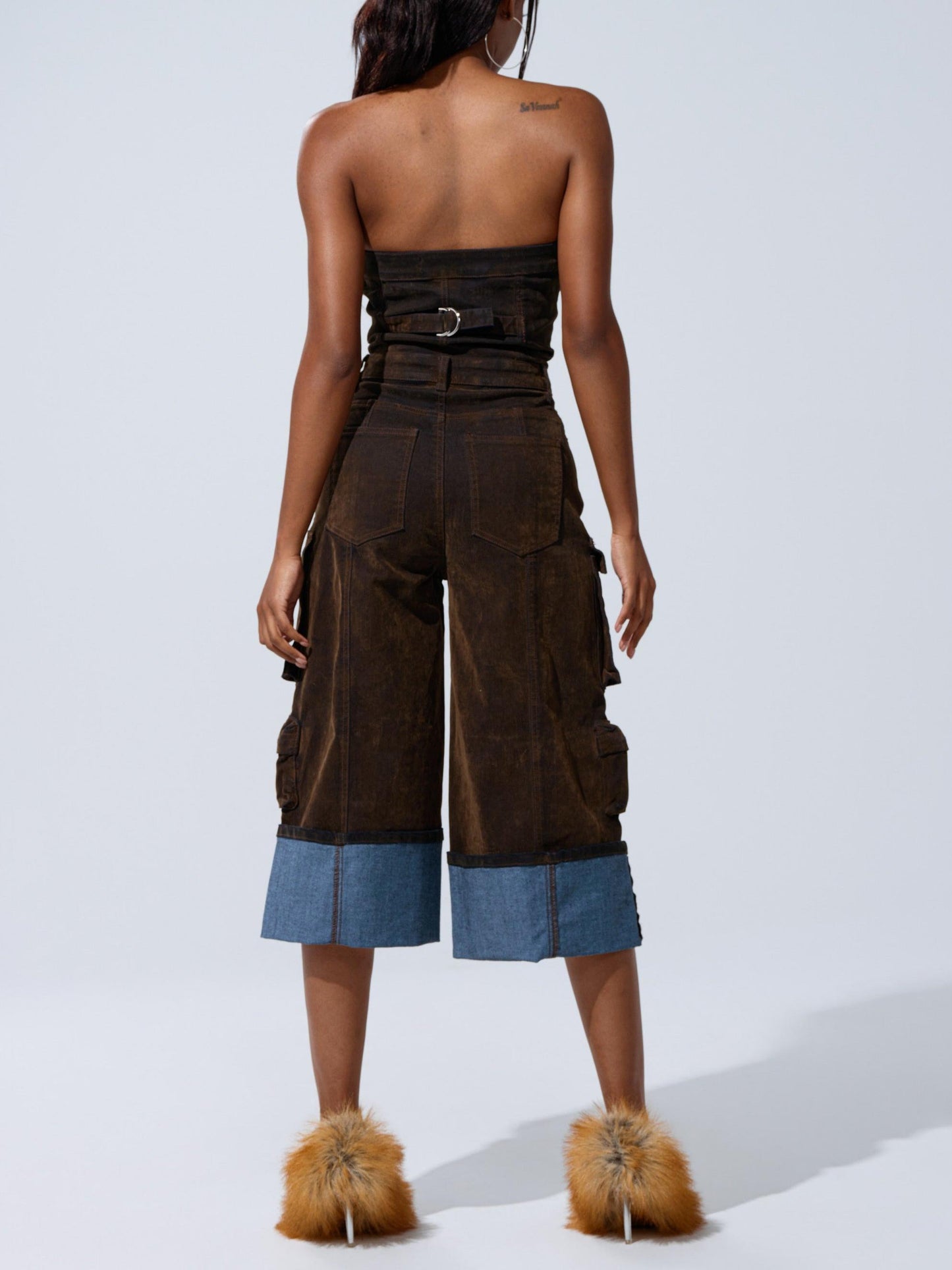 Stylish Cropped Cargo Jumpsuit