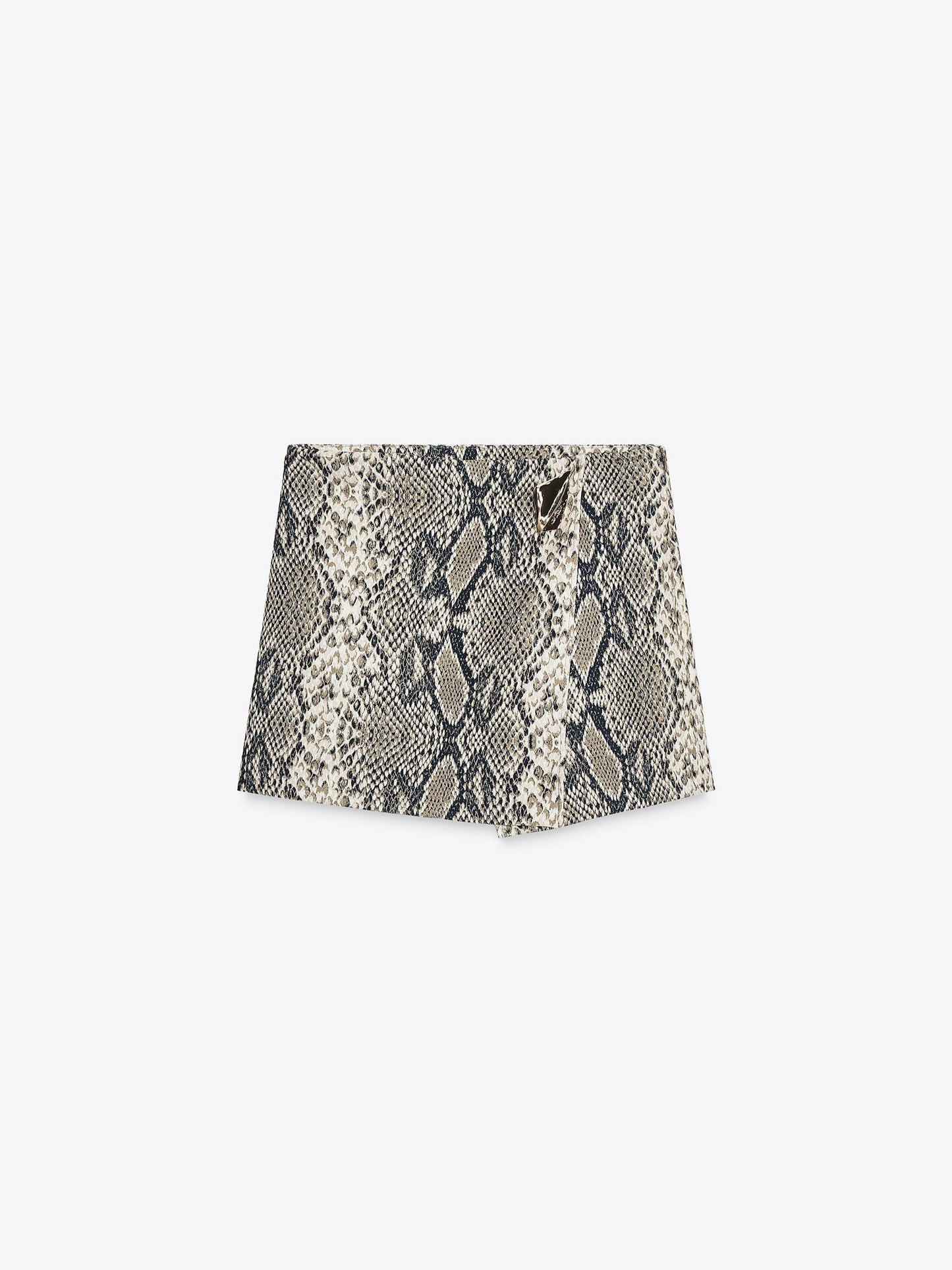 Snakeskin Print Gold Accent Mini Skirt