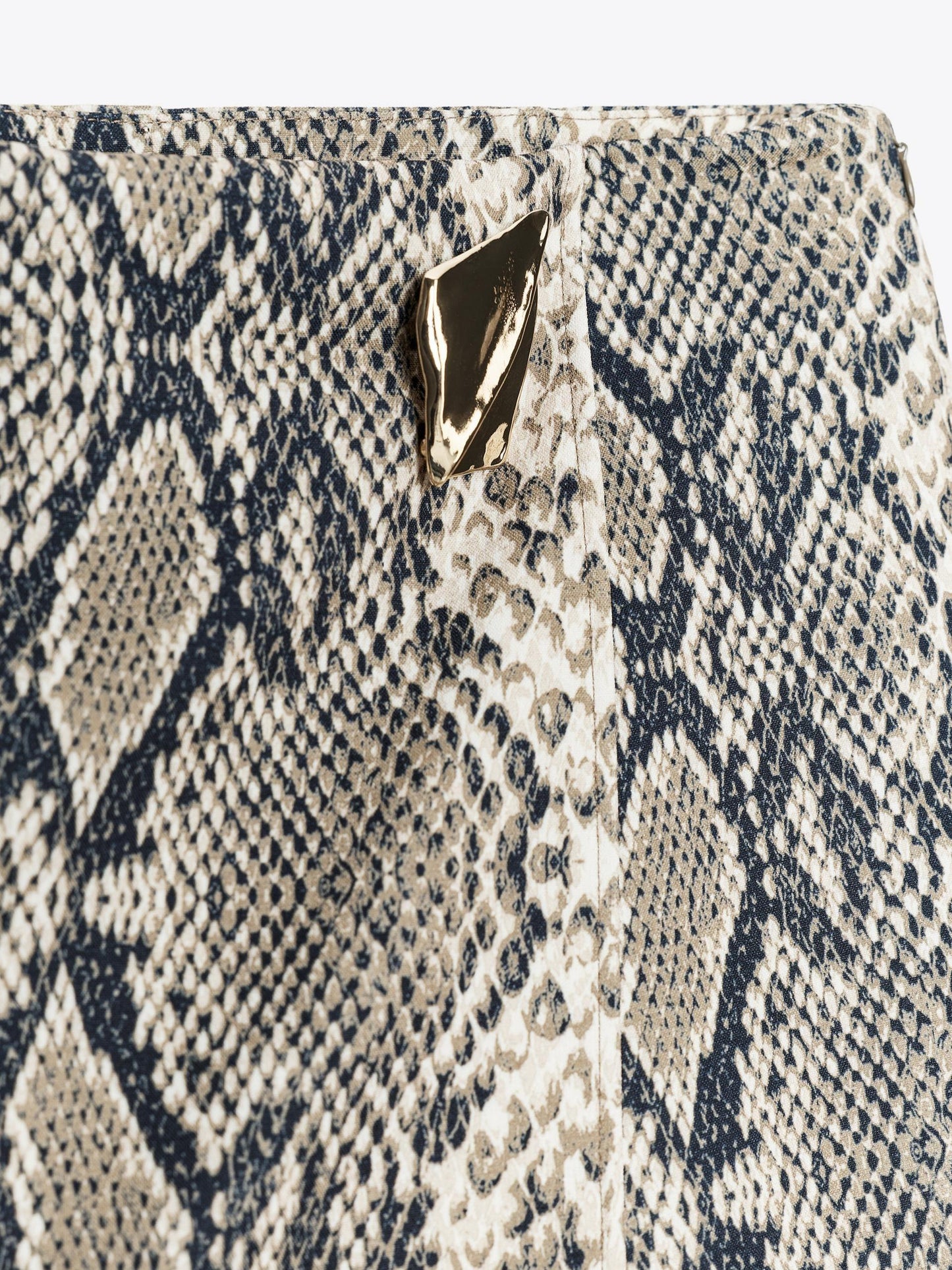 Snakeskin Print Gold Accent Mini Skirt