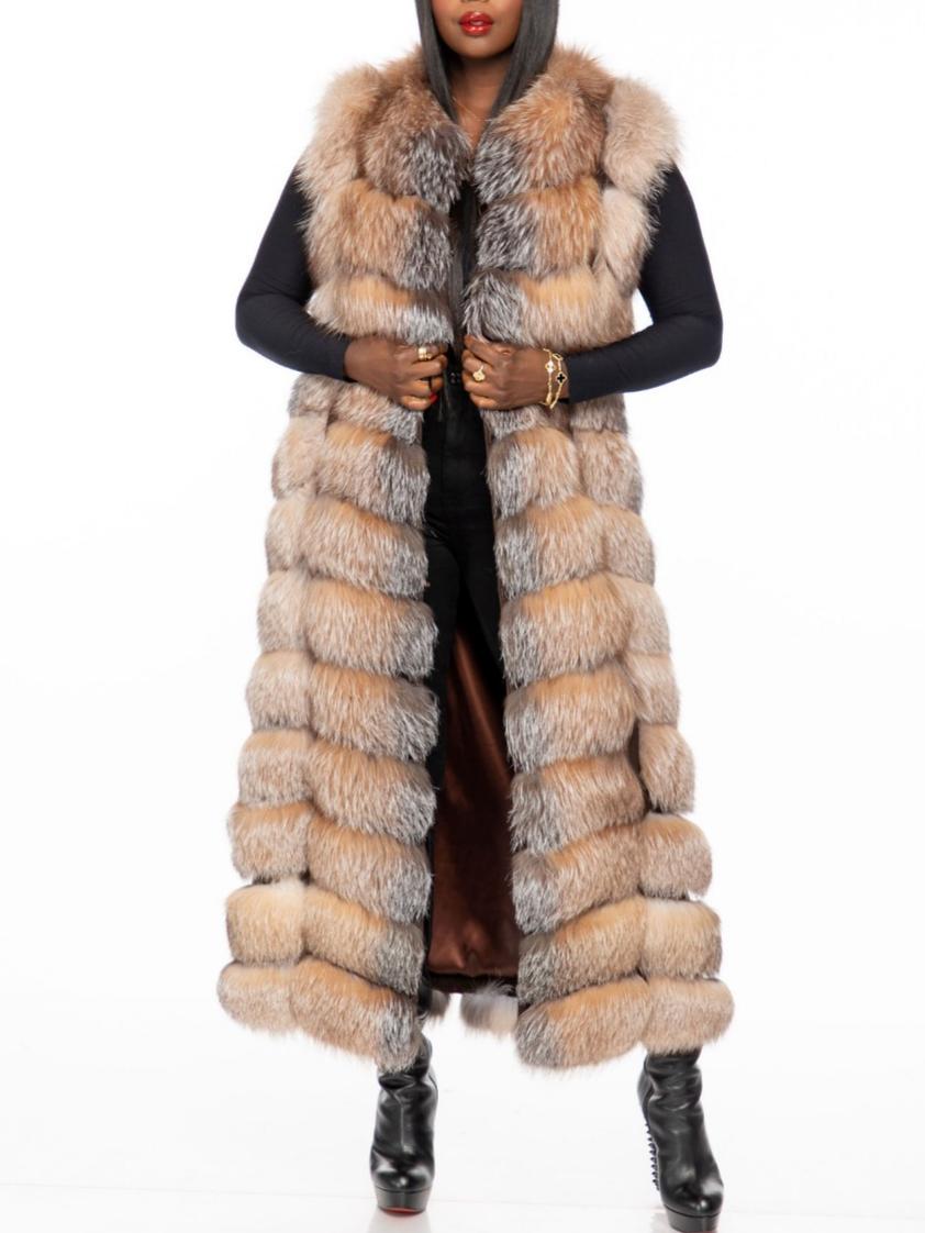 Trendy Full Length Fox Fur Vest
