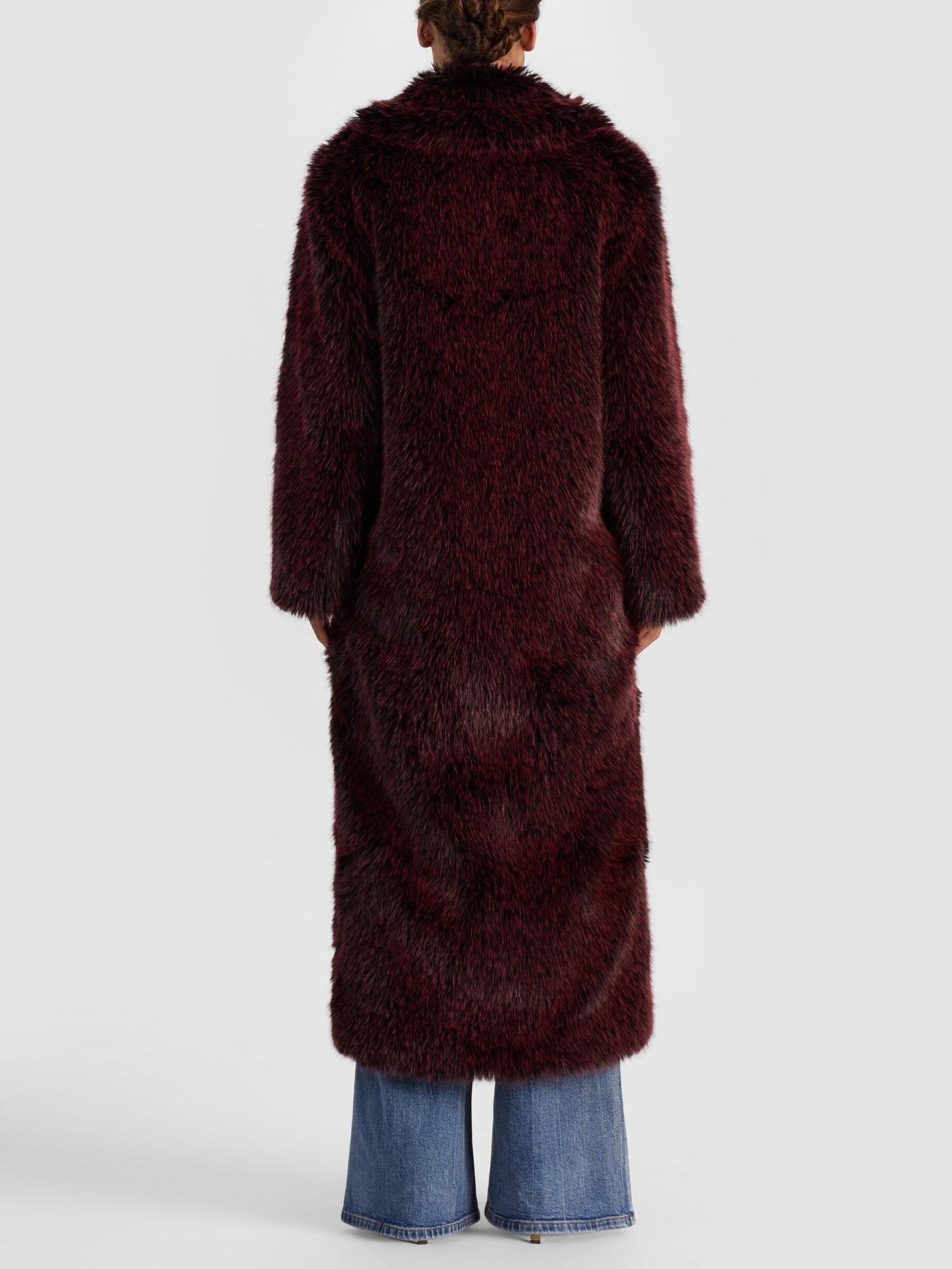 Burgundy Faux Fur Maxi Coat