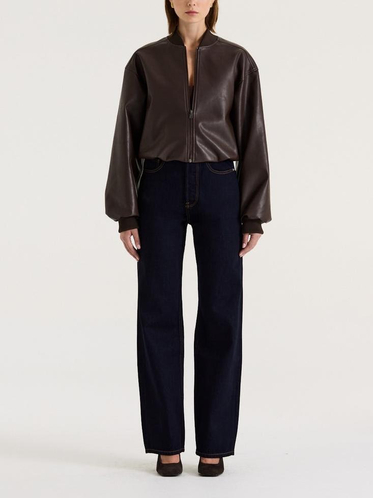 Stylish Brown Bomber Leather Jacket