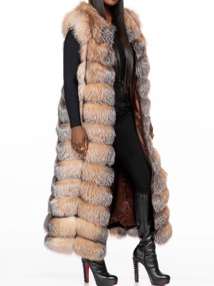 Trendy Full Length Fox Fur Vest