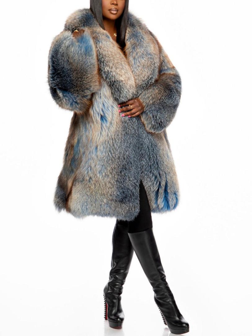 Trendy Mid Length Fur Coat