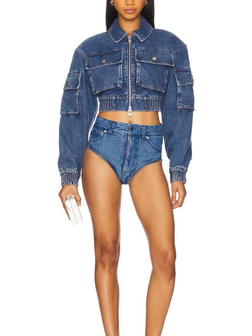 Blue Denim Cropped Jacket