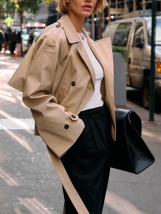 Casual Cropped Trench Coat