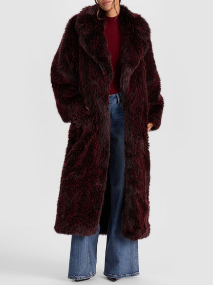 Burgundy Faux Fur Maxi Coat