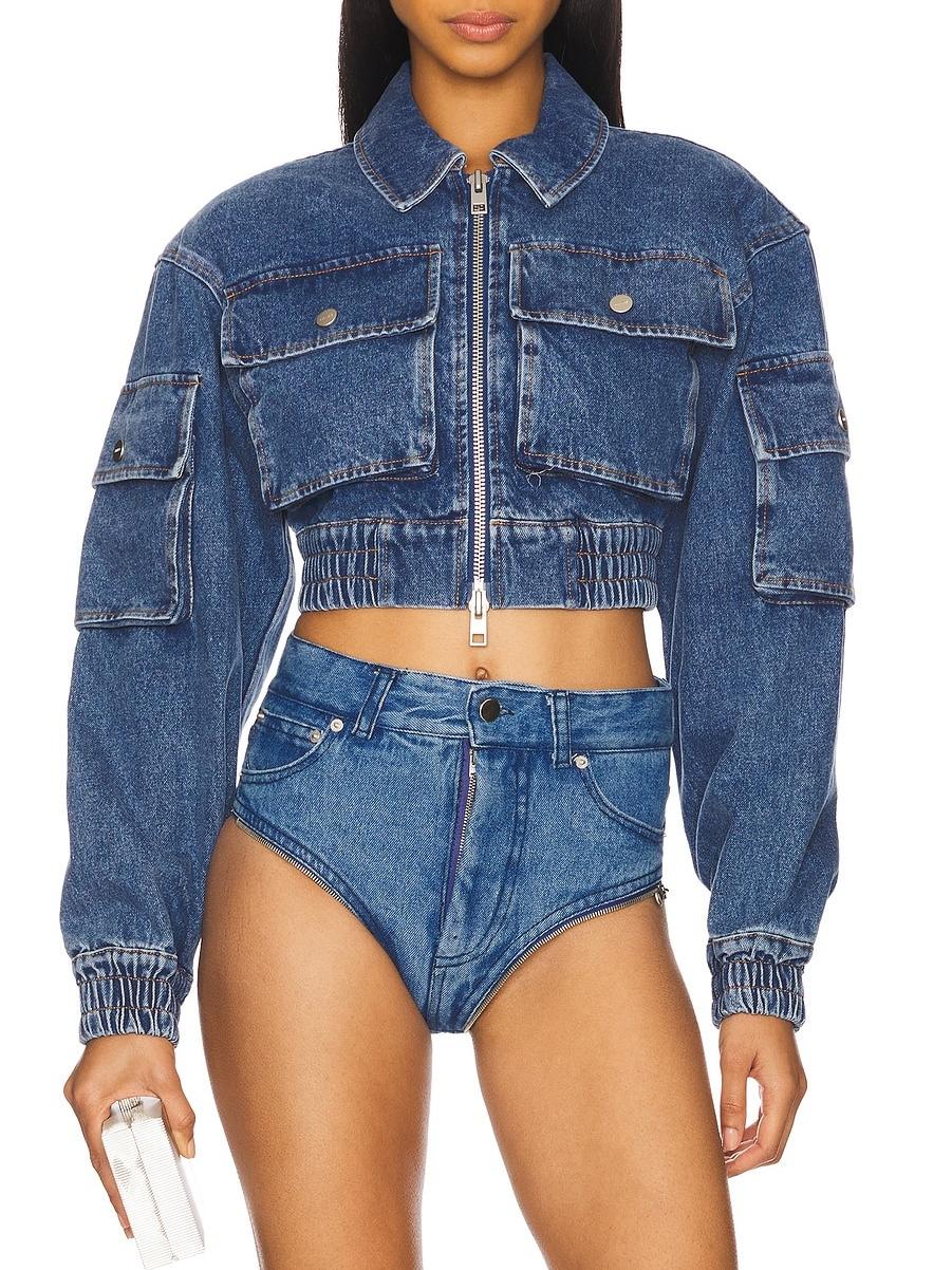 Blue Denim Cropped Jacket