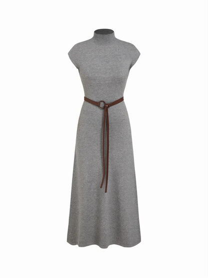 Heather Gray Mock Neck Knit Maxi Dress