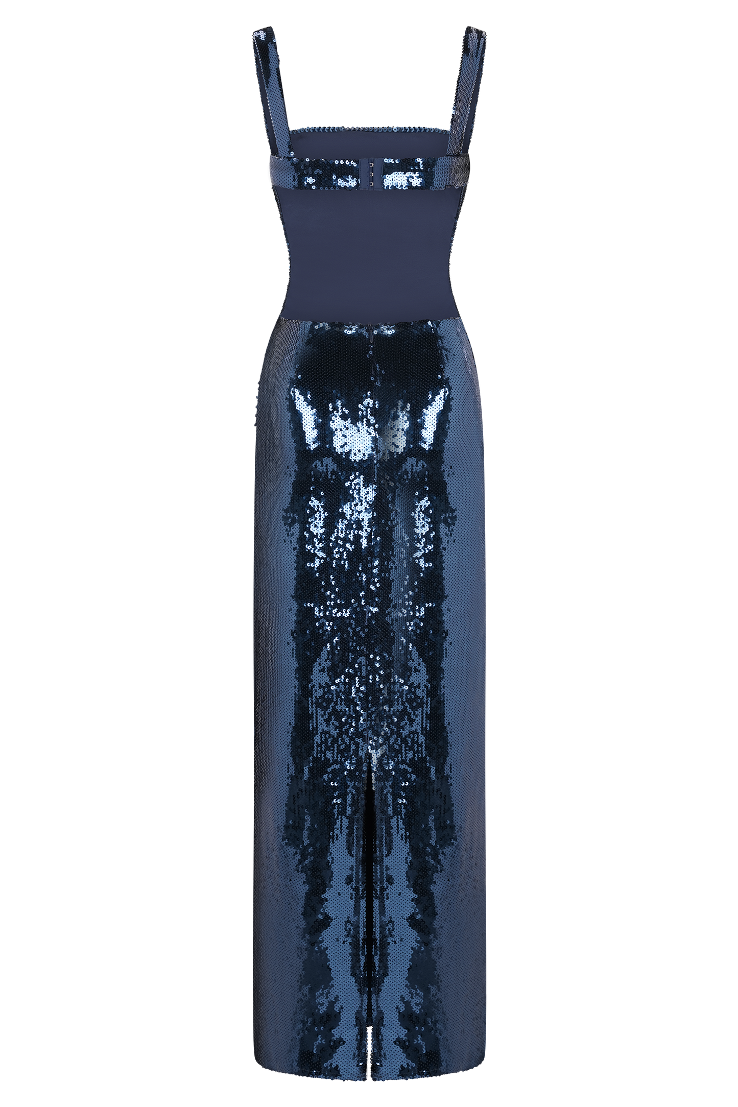 Navy Sequin Square Neck Cutout Maxi Dress