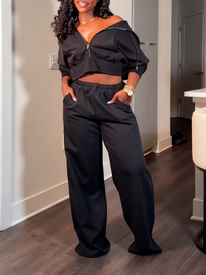 Activewear Set: Hoodie with Wide - Leg SweatPant