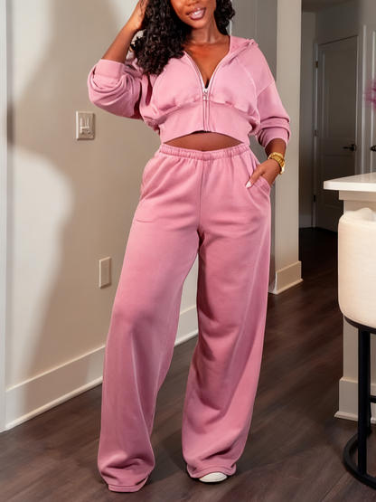 Activewear Set: Hoodie with Wide - Leg SweatPant