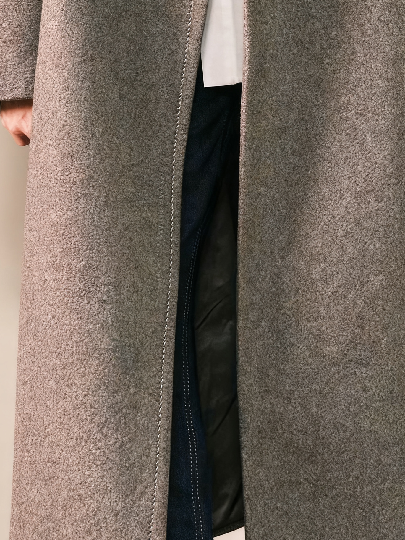 Oversized Grey Wool Blend Long Coat
