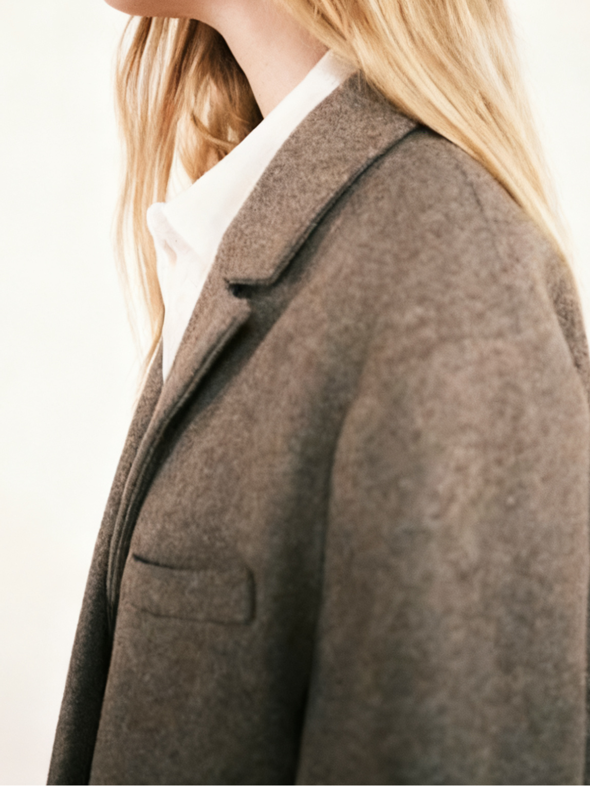 Oversized Grey Wool Blend Long Coat