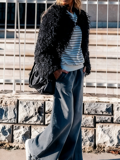 Faux Fur Long Sleeve Shaggy Warm Jacket