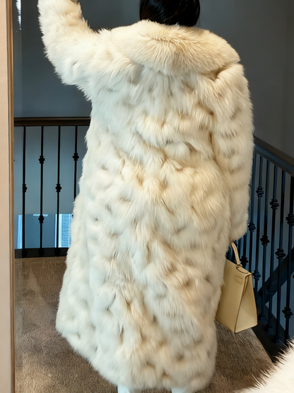 Luxury Cream Fur Long Coat