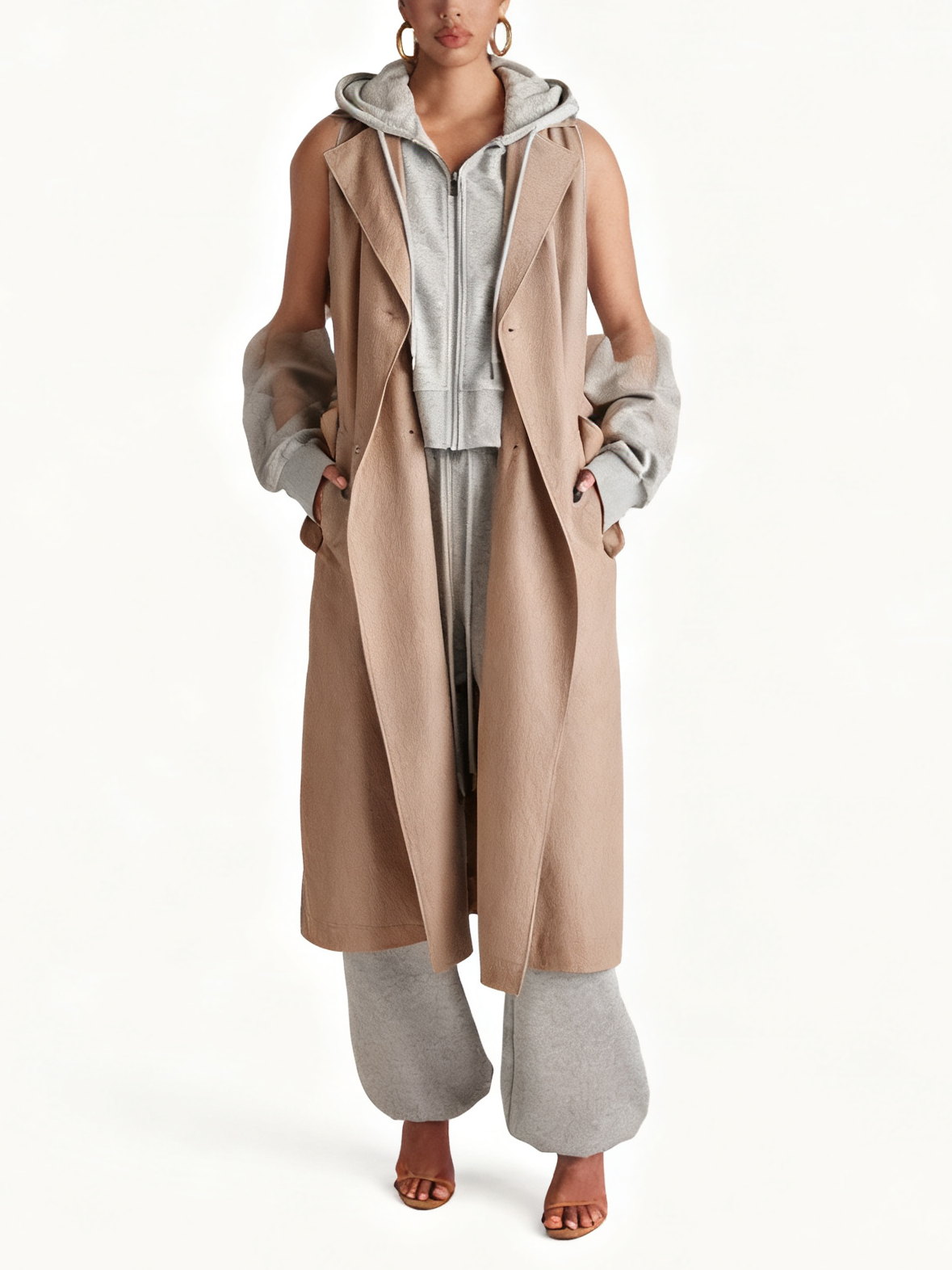 Trendy Sweatshirt Trench Coat