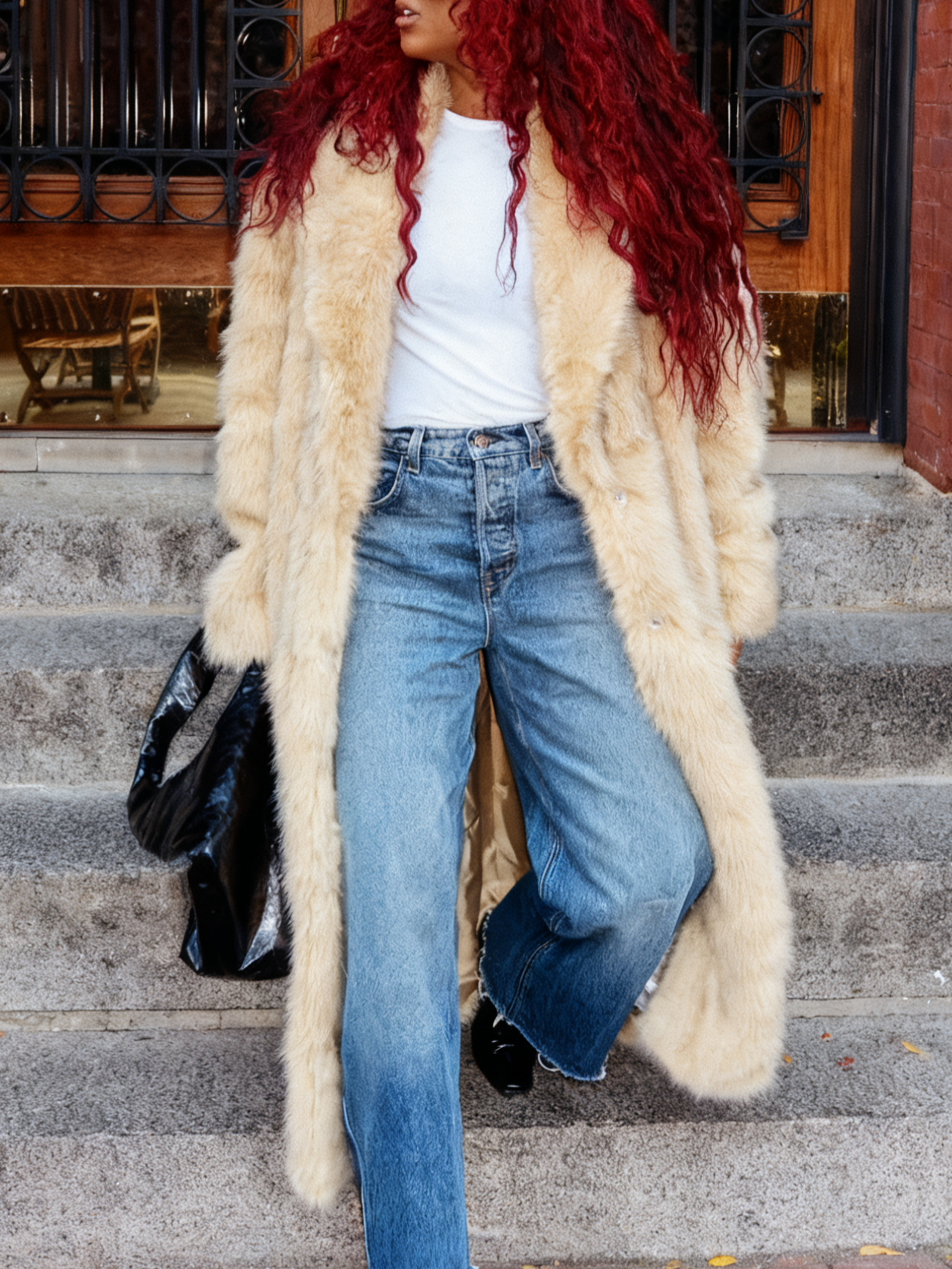 Faux Fur Full Length Coat