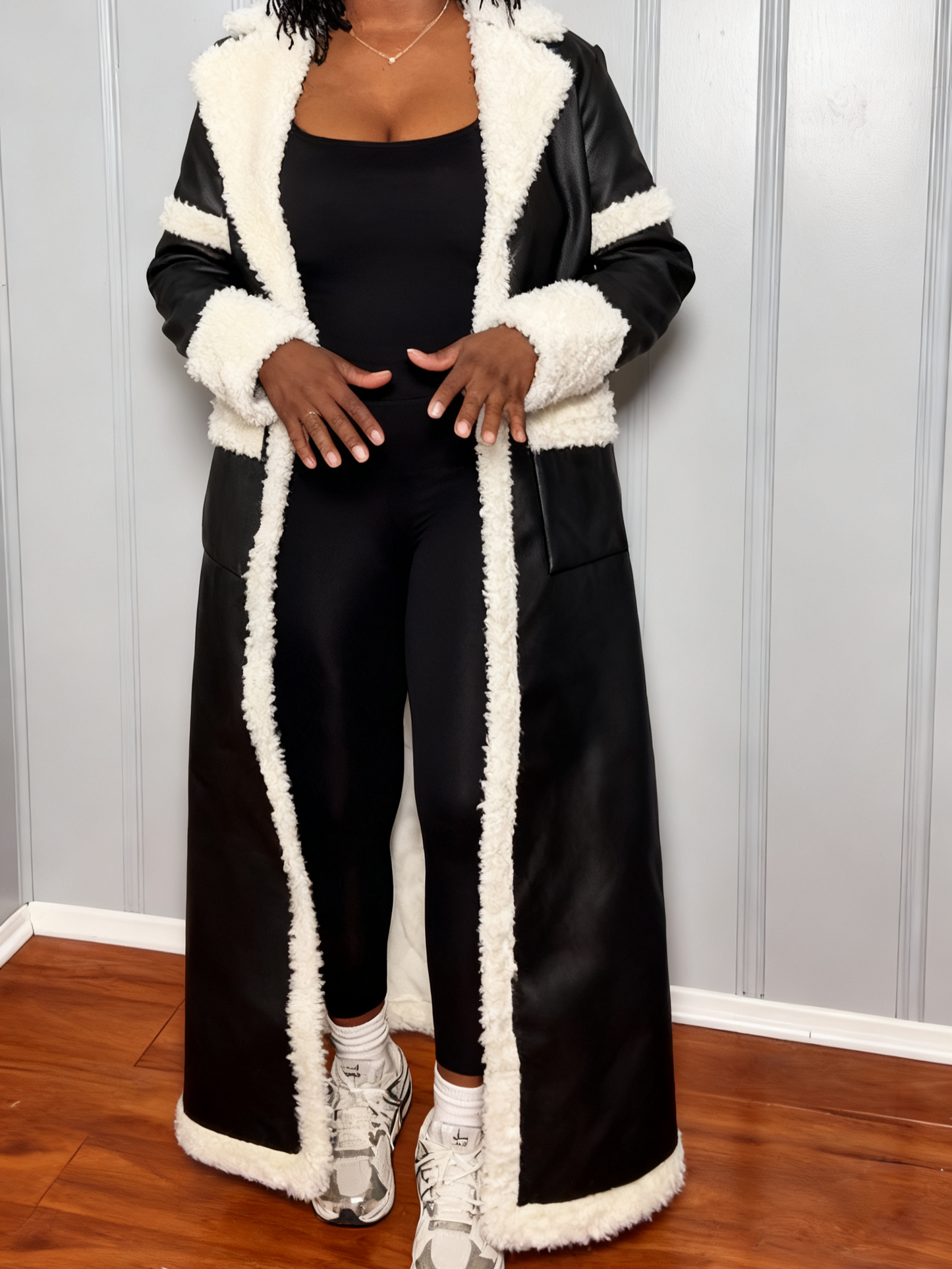 Faux Leather Trench Coat