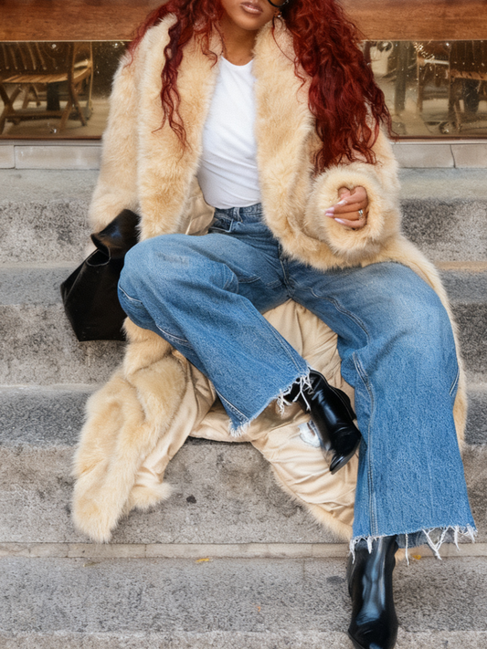 Faux Fur Full Length Coat