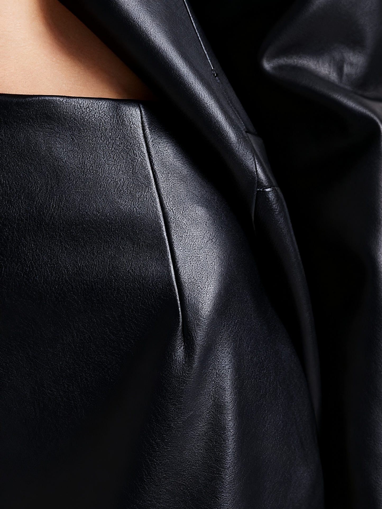 Black Faux Leather Midi Pencil Skirt