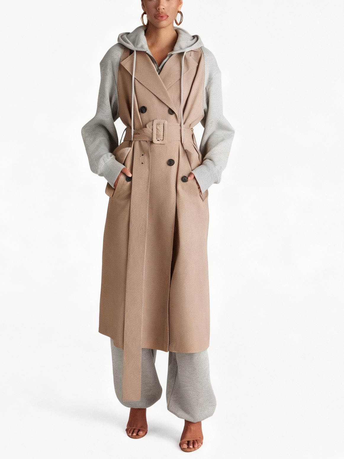 Trendy Sweatshirt Trench Coat