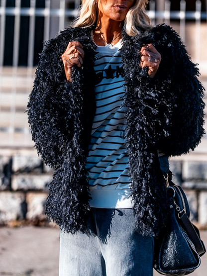 Faux Fur Long Sleeve Shaggy Warm Jacket