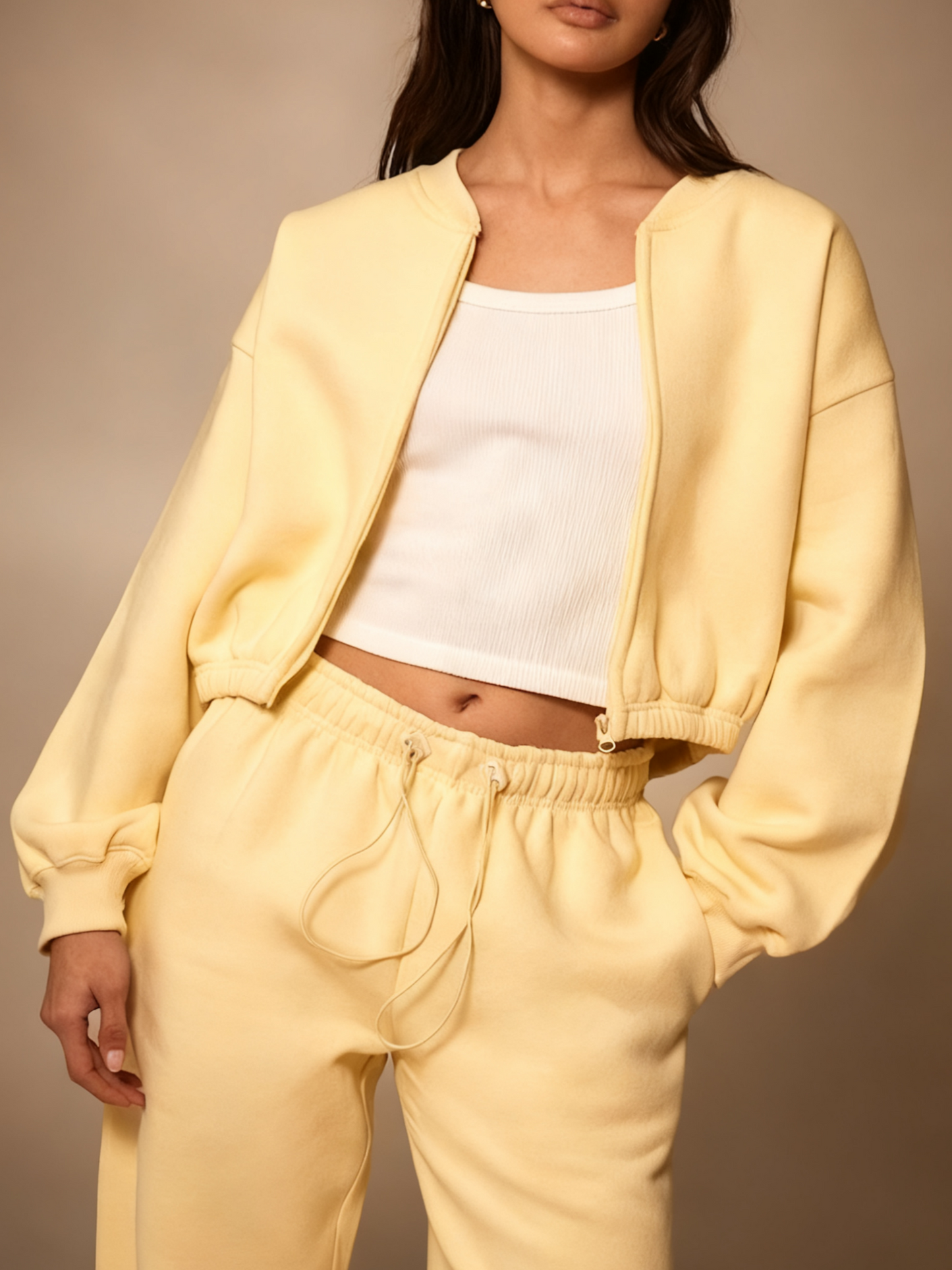 Butter Cream Oversized Two Piece Sweat Set