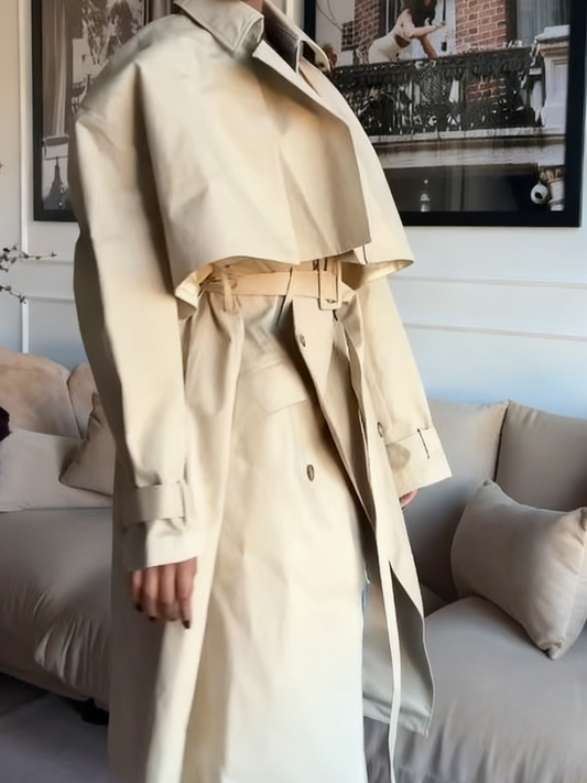 Khaki Double-Breasted Trench Coat