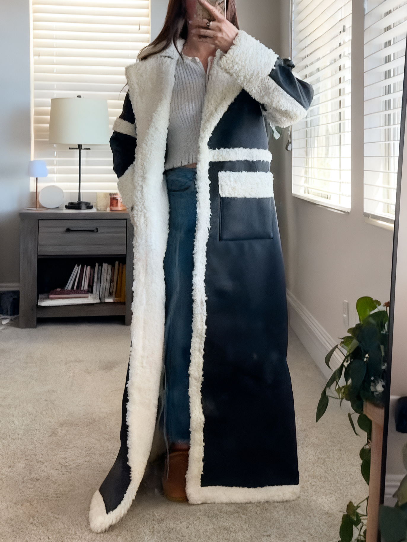 Faux Leather Trench Coat