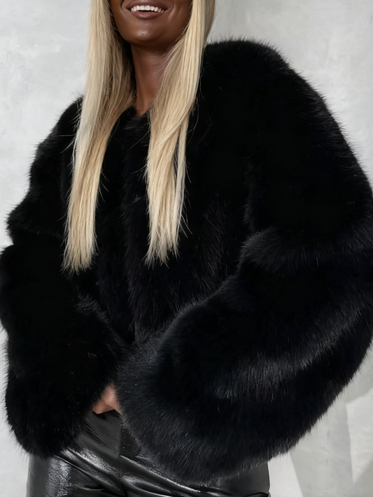 Luxurious Black Mink Fur Cropped Jacket