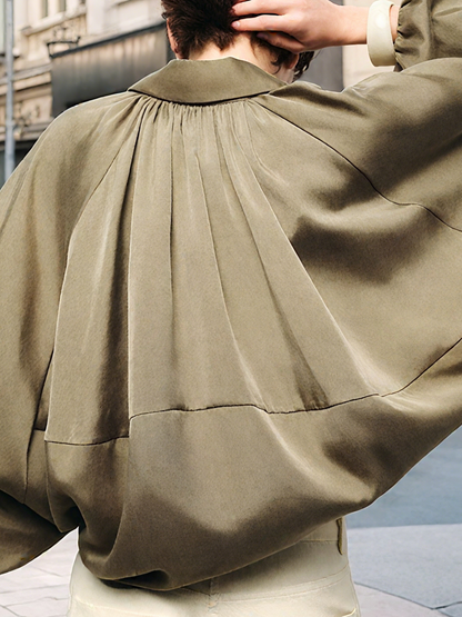 Stylish Olive - Green Puffed Sleeves Jacket