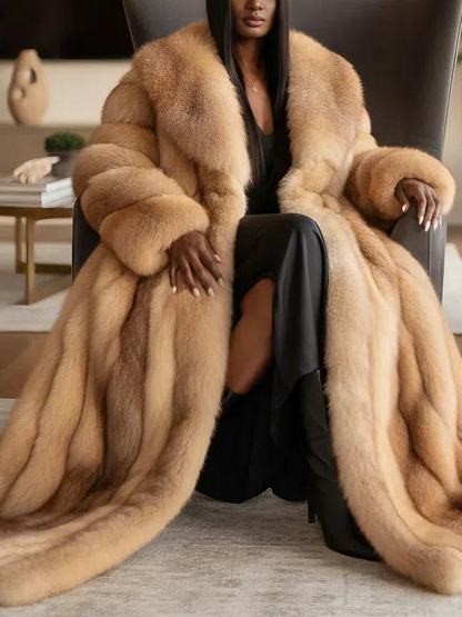 Luxury Full-Length Natural Fox Fur Coat