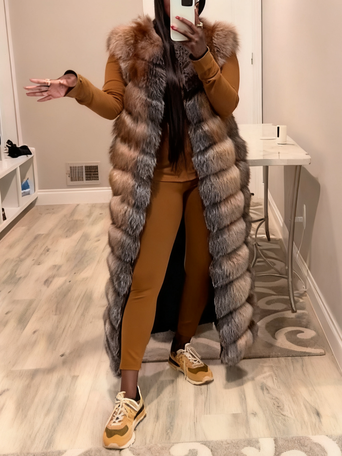 Trendy Full Length Fox Fur Vest