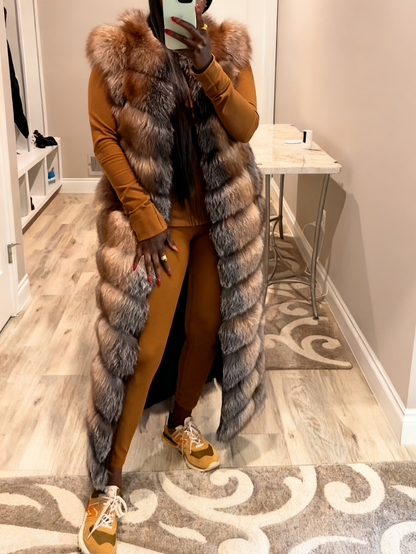 Trendy Full Length Fox Fur Vest