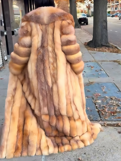 Luxury Full-Length Natural Fox Fur Coat