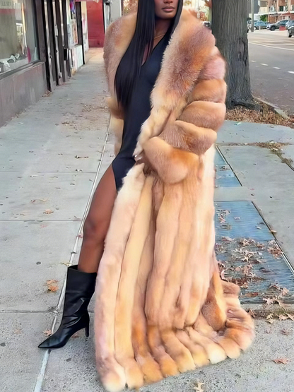 Luxury Full-Length Natural Fox Fur Coat