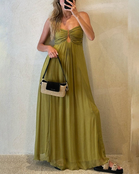 Gorgeous Olive - green Strappy Maxi Dress