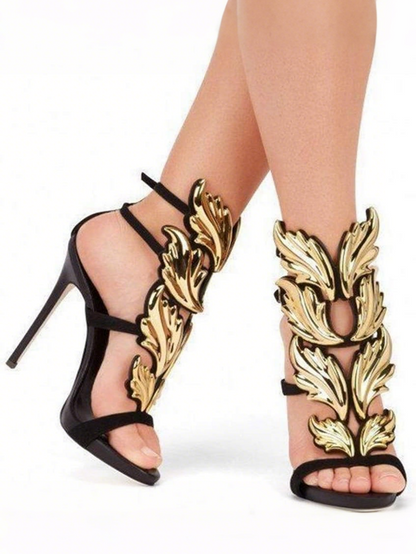 Stylish Leaf Winged Gladiator High Heels