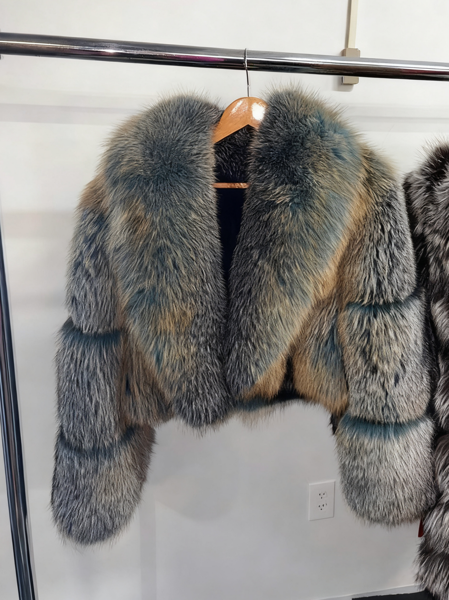 Luxury Winter Coat Fox Fur Cropped Jacket