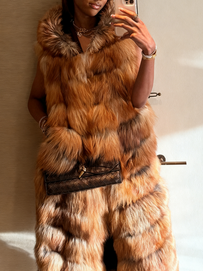 Stylish Sleeveless Winter Outerwear Luxury Long Faux Fur Vest