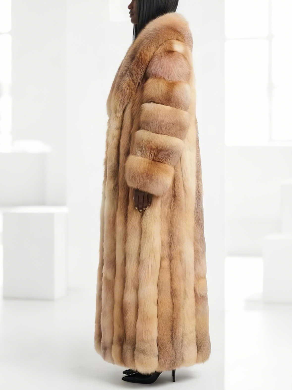 Luxury Full-Length Natural Fox Fur Coat